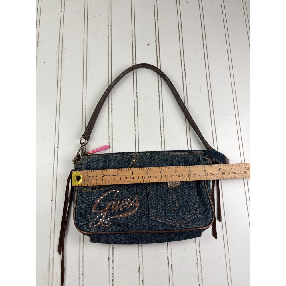Guess Vintage Y2K 2000s Studded Denim Small Western Boho Shoulder Bag Purse - Picture 8 of 10